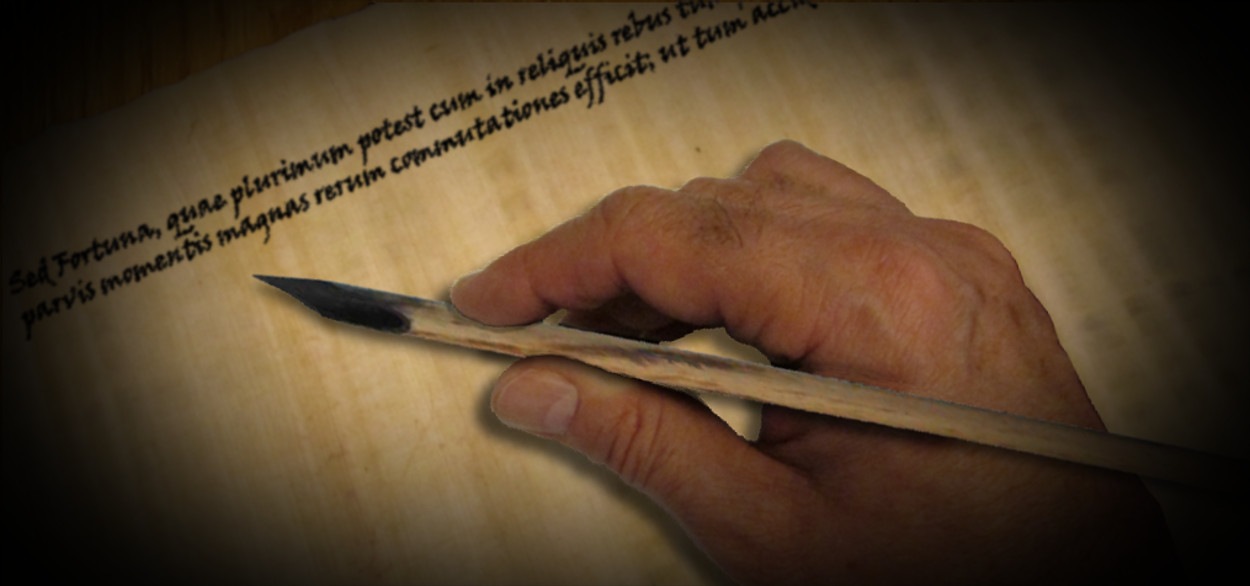 Author's hand writing on papyrus