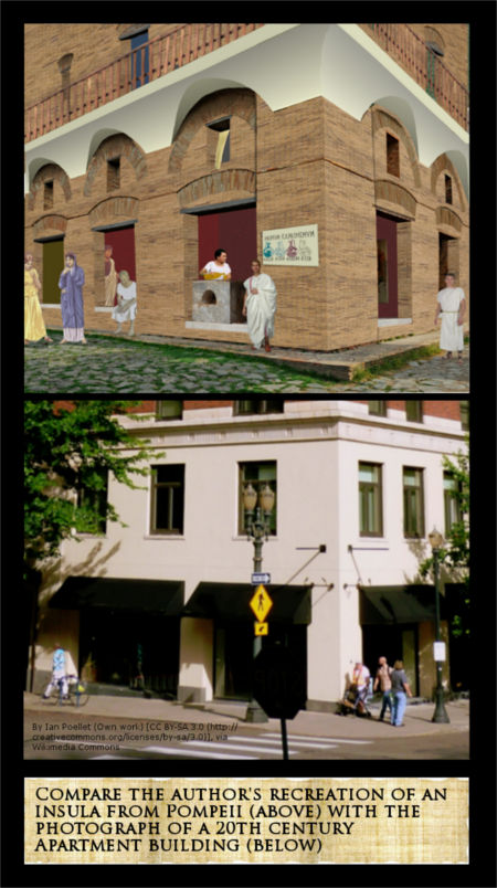 comparison of ancient insula with a modern apartment building